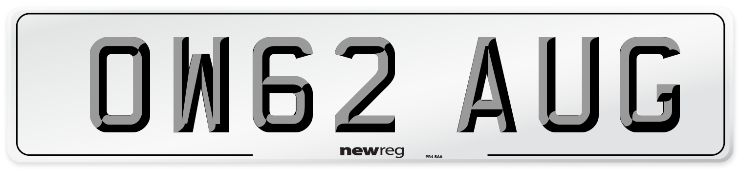 OW62 AUG Number Plate from New Reg